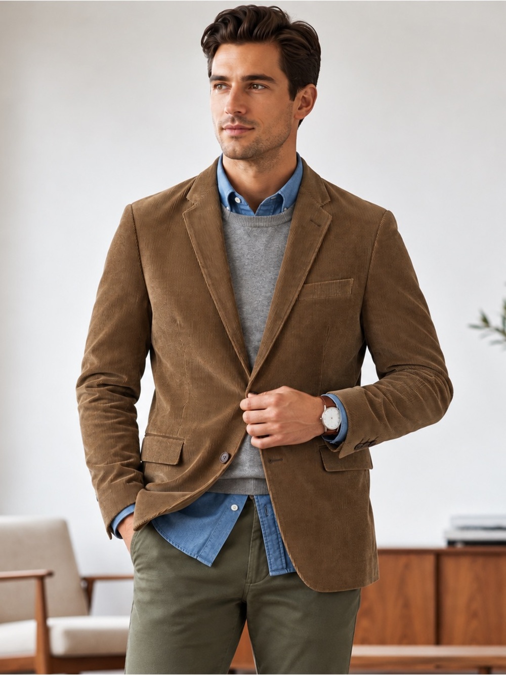 Zagato Brown Corduroy Blazer Sport‎ Coat Ivy League Academia 40S